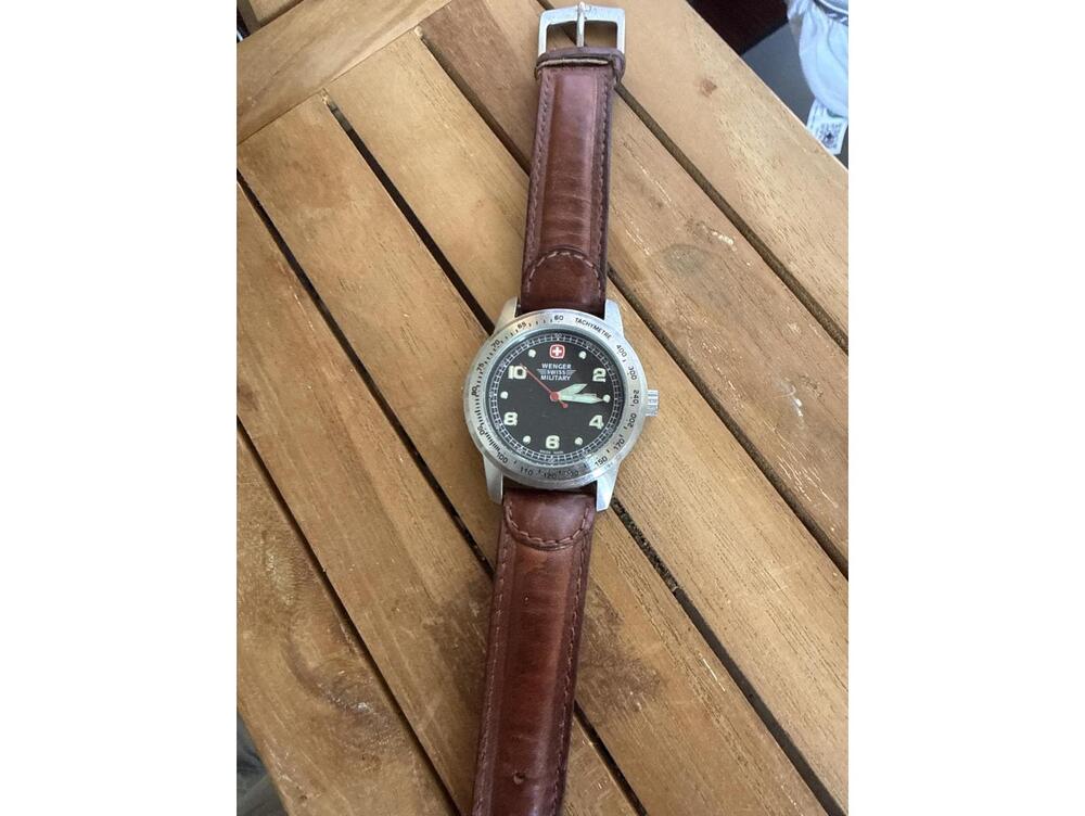 Wenger Swiss Military Men's Watch with Brown Leather Strap
